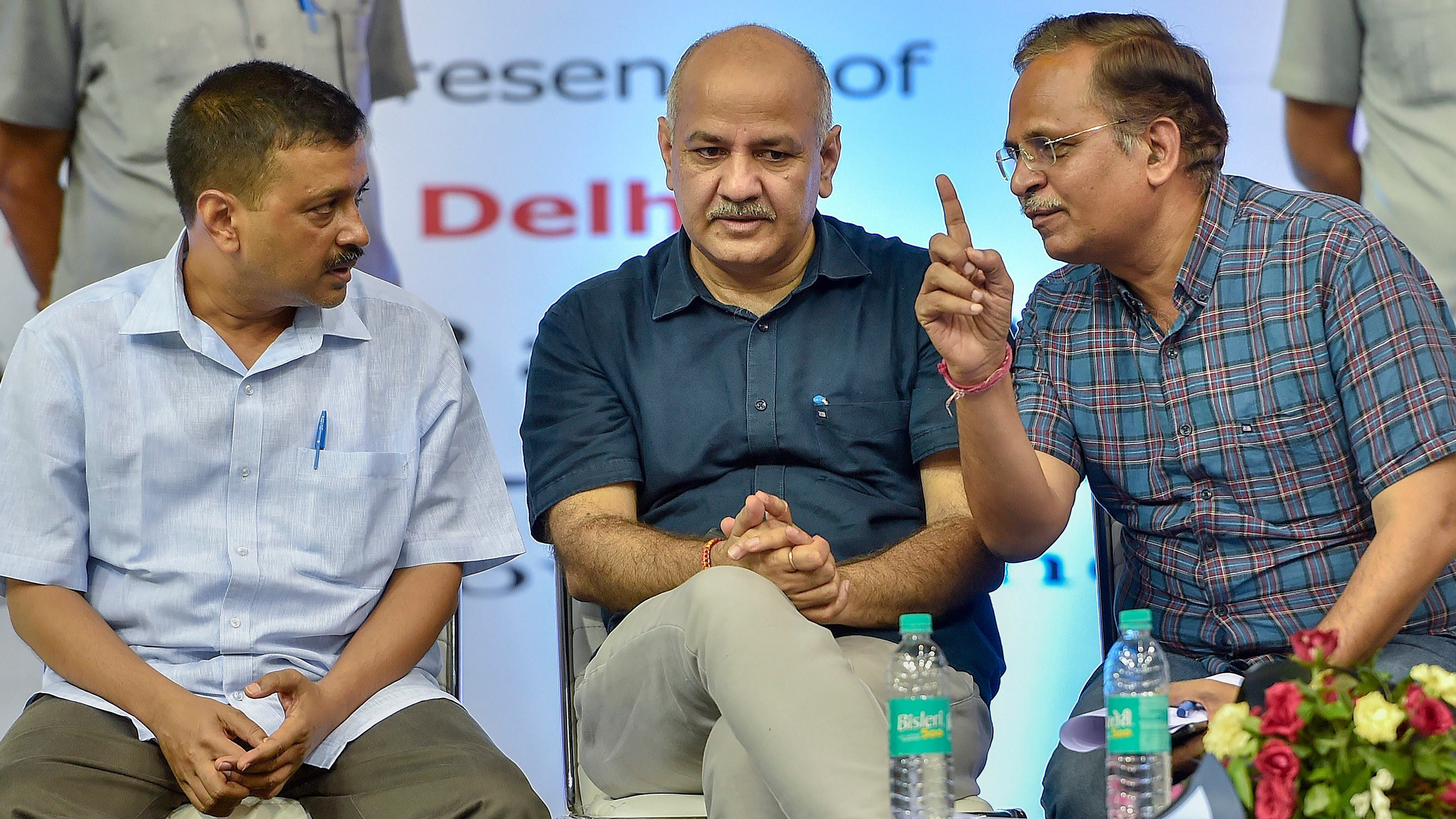 AAP's second-in-command, Sisodia was arrested by the Central Bureau of Investigation on Sunday in connection with alleged irregularities in the formulation and implementation of the Delhi excise policy for 2021-22.  Jain was arrested by the Enforcement Directorate in May last year in a money laundering case. Credit: PTI File Photo