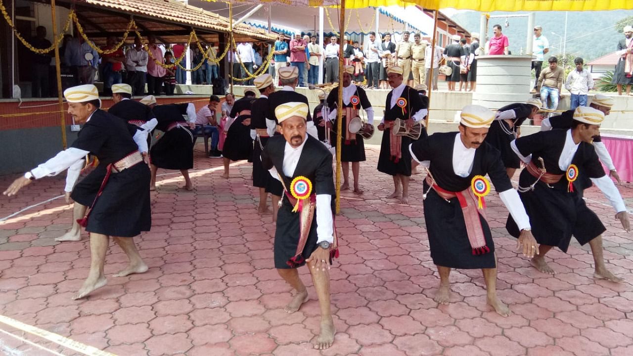 Kodavas participate in cultural competitions organised as part of Kodava Namme at Balugodu near Virajpet in October 2017. Credit: DH File Photo
