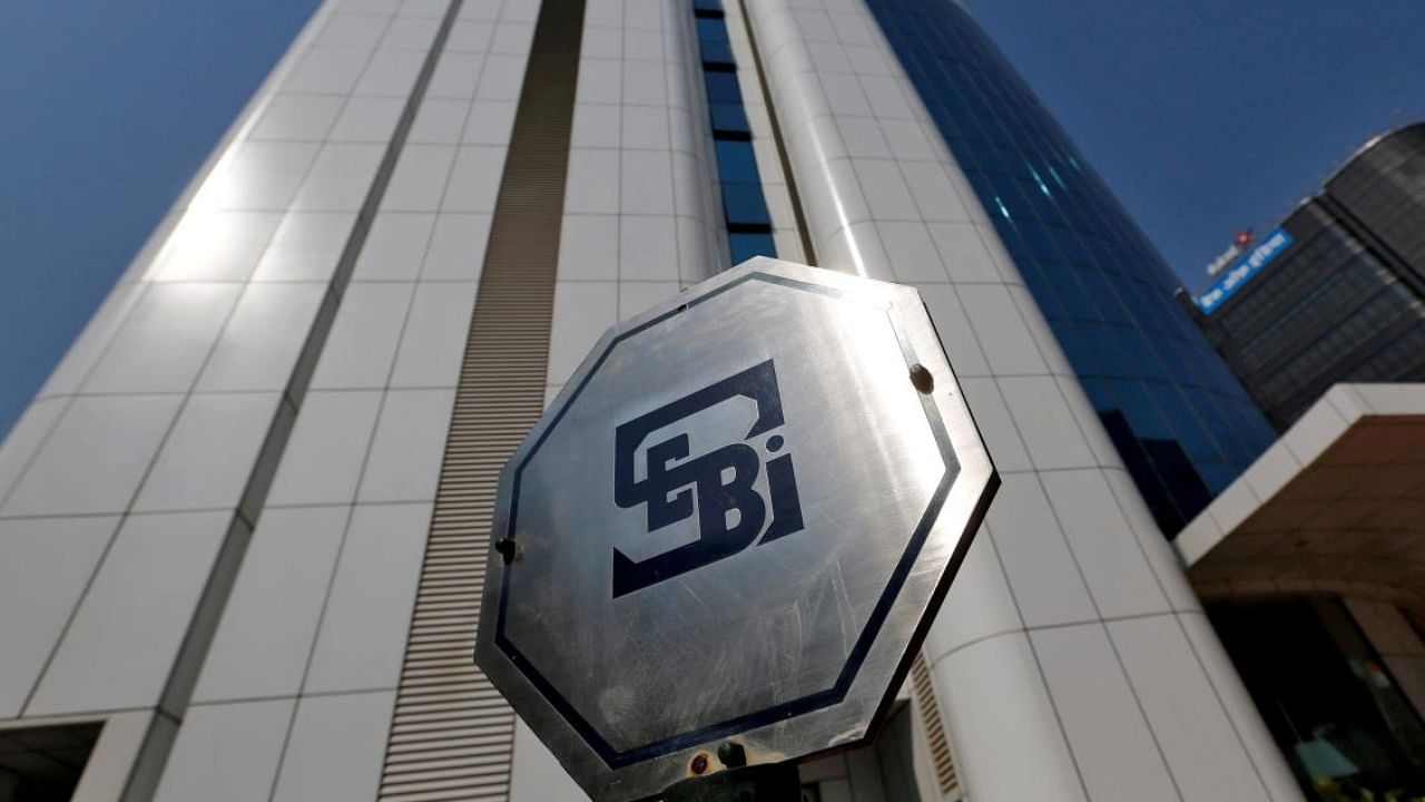 The logo of the Securities and Exchange Board of India (SEBI) is pictured on the premises of its headquarters in Mumbai. Credit: Reuters Photo