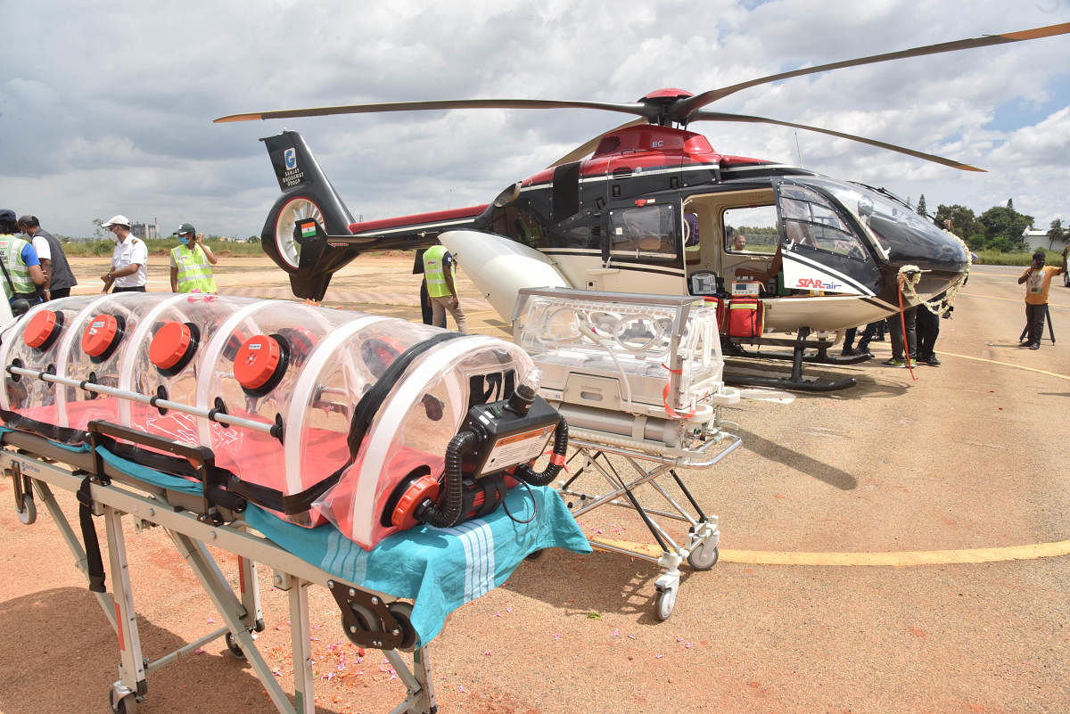 Air ambulances are expected to help road accident victims and other critical patients from rural areas who may not get timely help otherwise. Credit: DH File Photo