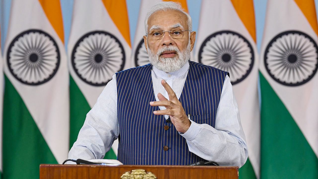 Prime Minister Narendra Modi addressed a post-budget webinar on 'Developing Tourism in Mission Mode’, in New Delhi. Credit: PTI Photo