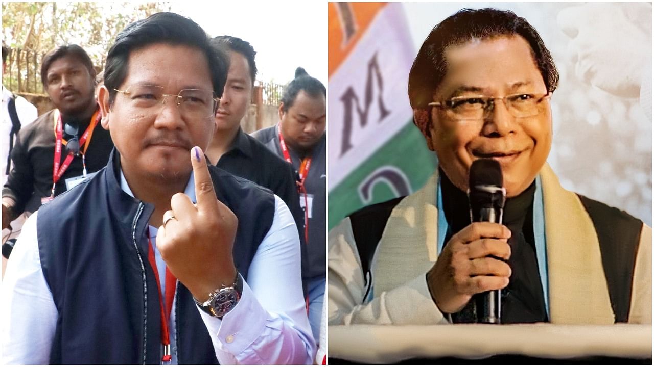 NPP's Conrad Sangma (L) and TMC's Mukul Sangma (R). Credit: IANS Photos