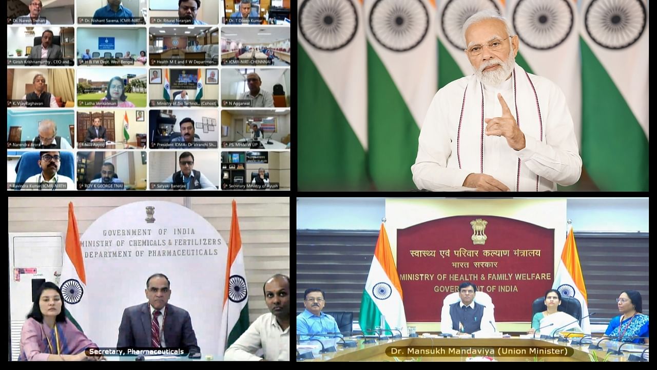 Prime Minister Narendra Modi addresses a post-budget webinar on 'Health and Medical Research’, on Monday, March 6, 2023. Credit: PTI Photo