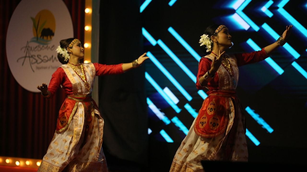 Bihu dancers in Mumbai on Monday. Credit: Assam Tourism Department