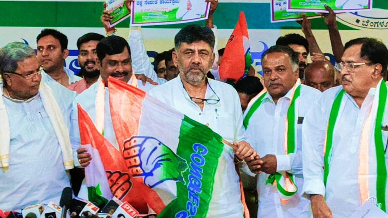 Shivakumar said he and his party colleagues would quit politics if the party failed to give 200 units of free power to all households if voted to power. Credit: Special arrangement