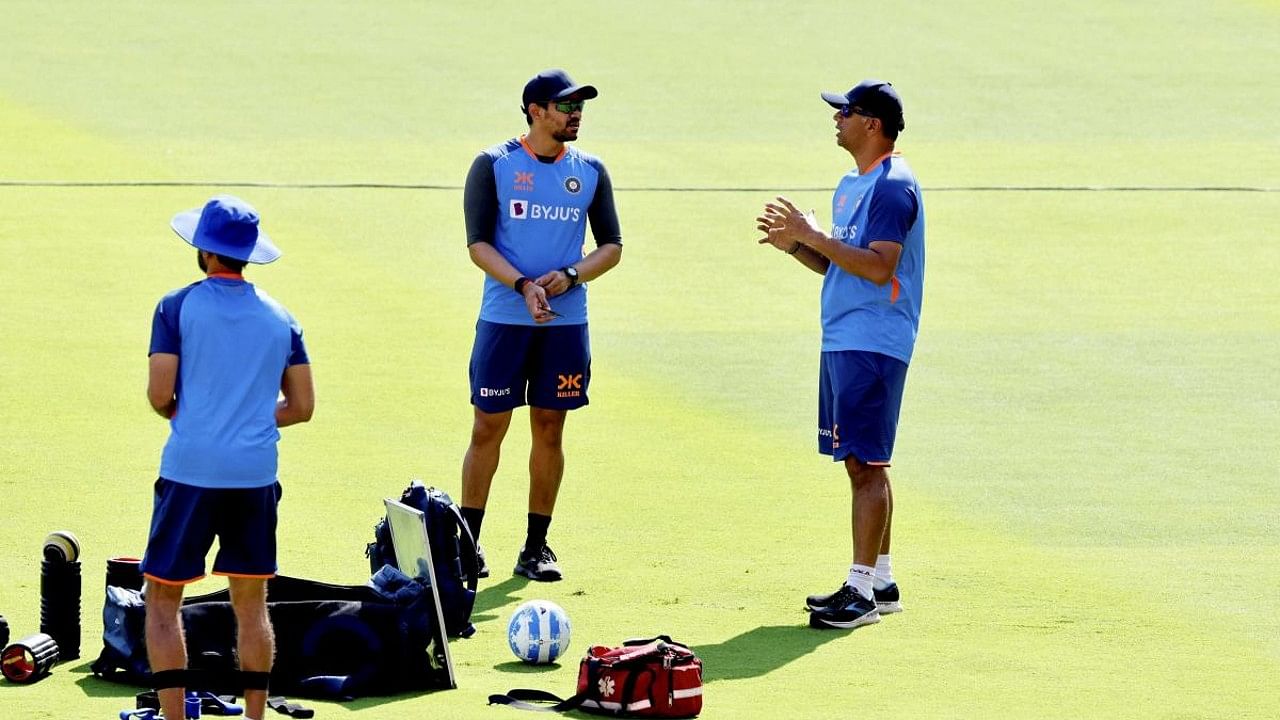 Indian cricket team head coach Rahul Dravid during a practice session ahead of the 4th test cricket match between India and Australia. Credit: PTI File Photo