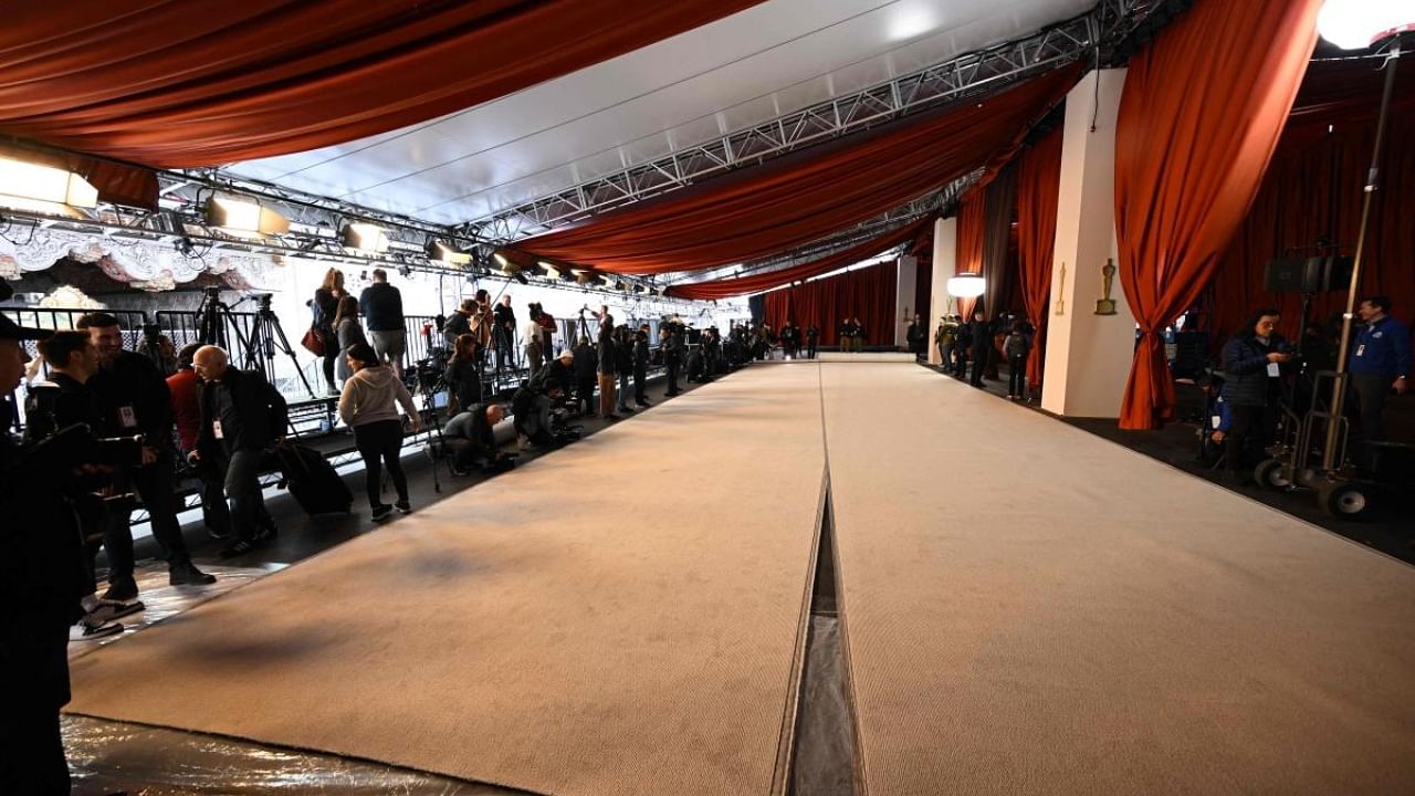 Champagne coloured carpet for 95th Oscars. Credit: AFP Photo