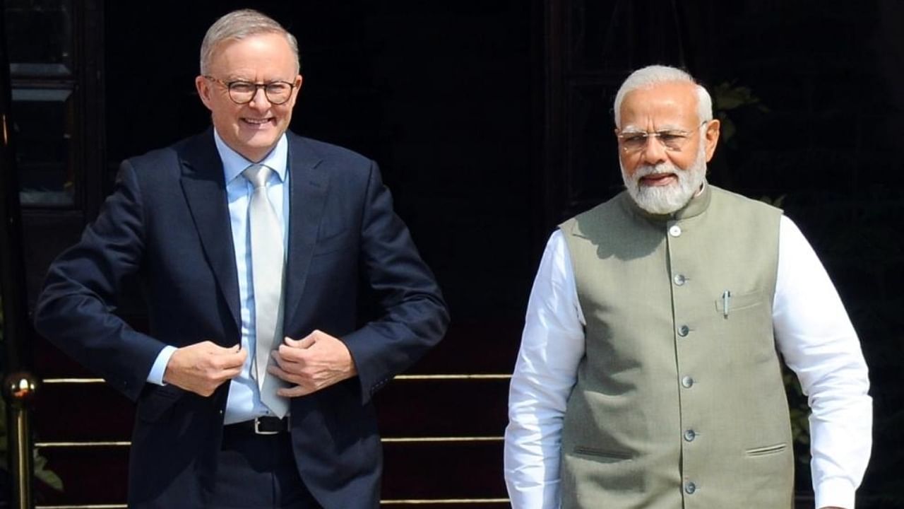 Australian PM Anthony Albanese (left) and Indian PM Narendra Modi (right). Credit: IANS Photo
