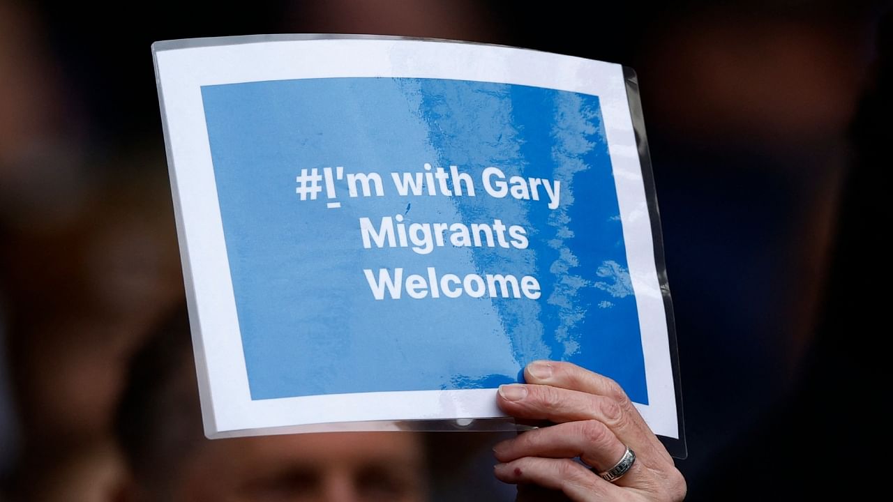 Leicester City fans hold up signs in support of former player and TV presenter Gary Lineker in the stands before the Leicester City vs Chelsea match. Credits: Reuters Photo 