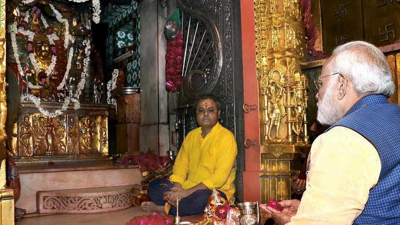 File photo of PM Modi at Ambaji temple in Gujarat. Credit: PTI Photo