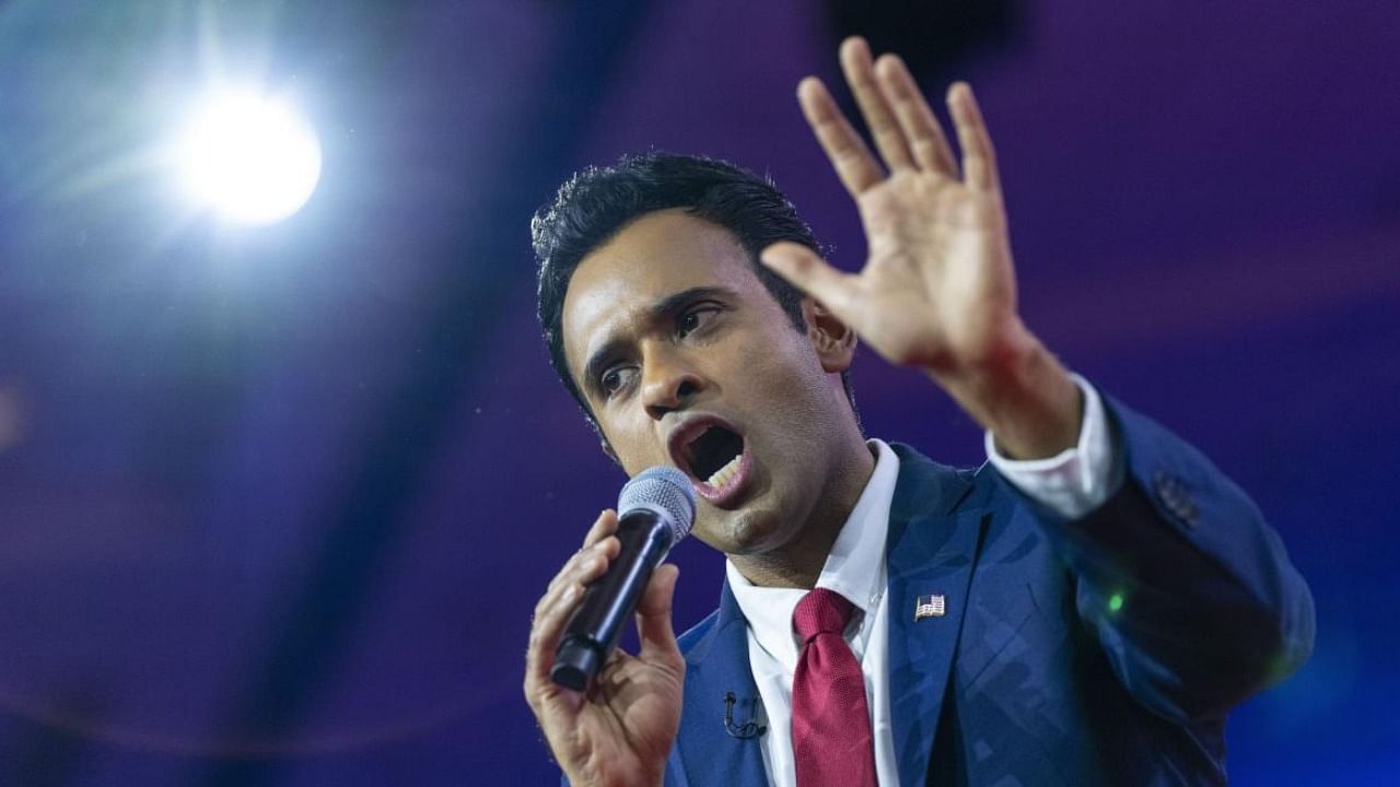 Vivek Ramaswamy speaks at the Conservative Political Action Conference. Credit: AP/PTI File Photo