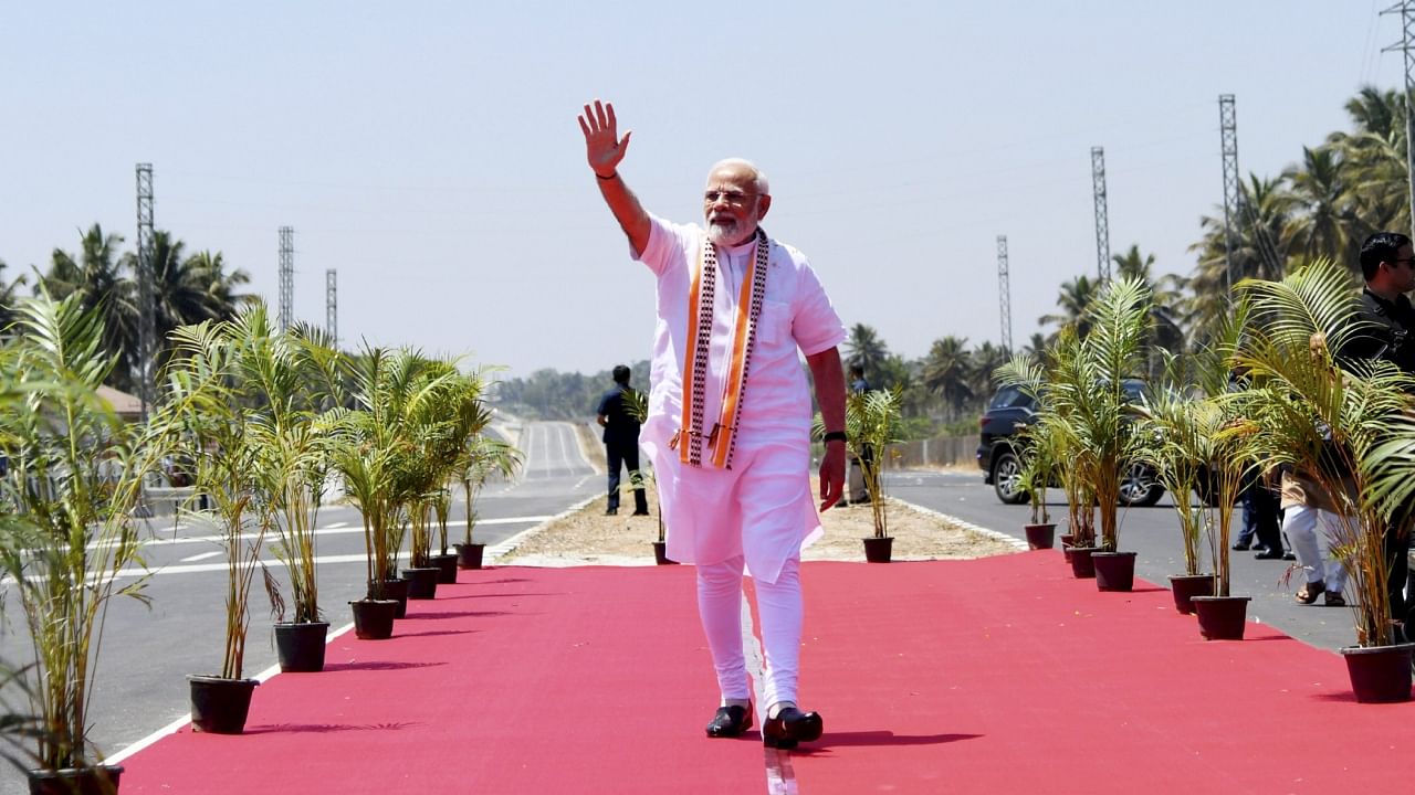 Prime Minister Narendra Modi visited Karnataka on Sunday, March 12, 2023. Credit: PTI Photo