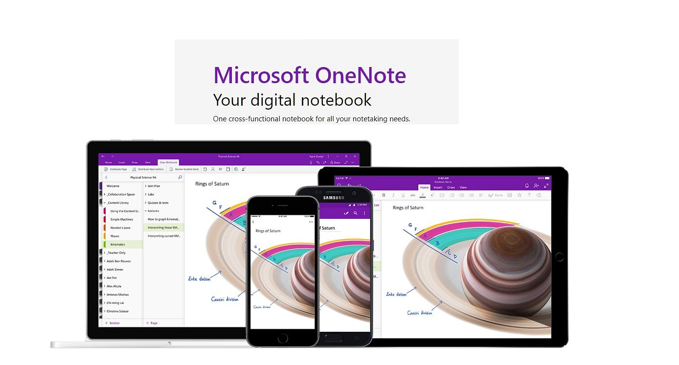 Microsoft OneNote app. Credit: Microsoft