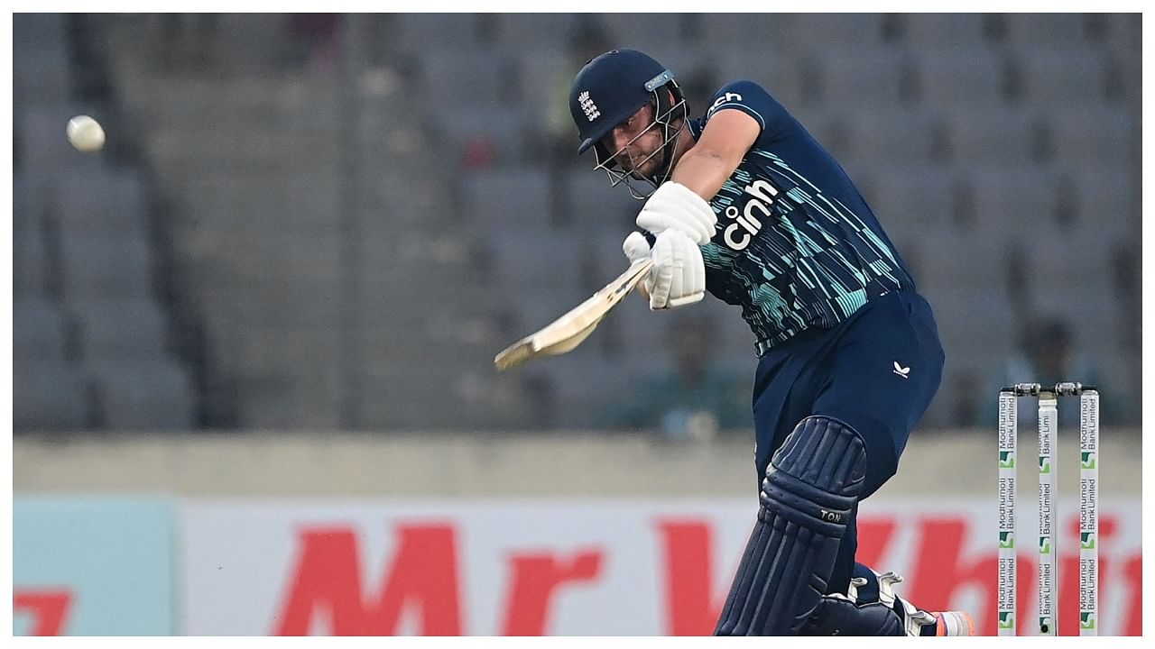 England's Will Jacks plays a shot during the first one-day international (ODI) cricket match between Bangladesh and England at the Sher-e-Bangla National Cricket Stadium in Dhaka. Credit: AFP Photo