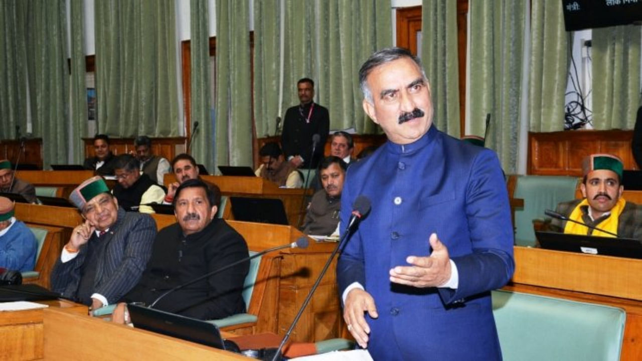 Chief Minister Thakur Sukhvinder Singh Sukhu addressing the house during the Budget Session of HP Vidhan Sabha today. Credit: IANS Photo