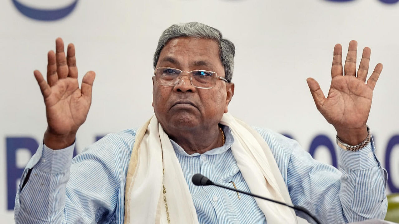 Congress leader Siddaramaiah speaks during a press conference. Credit: PTI File Photo
