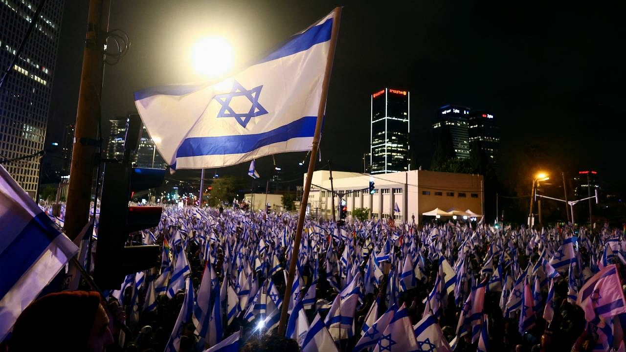 Protests against Israel's judicial overhaul in Tel Aviv. Credit: Reuters Photo