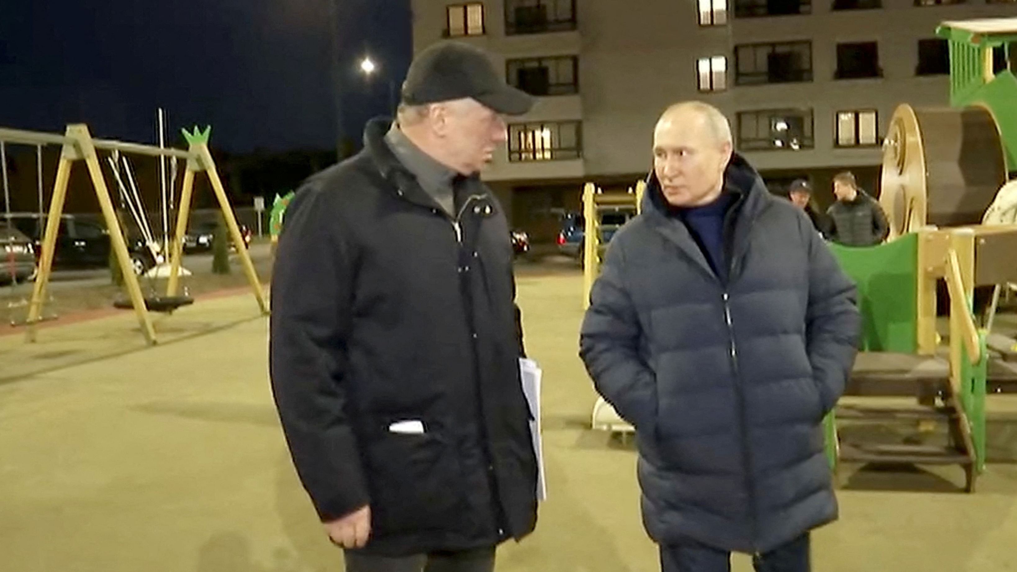 Russian President Vladimir Putin is accompanied by Deputy Prime Minister Marat Khusnullin as he visits Mariupol. Credit: Reuters Photo