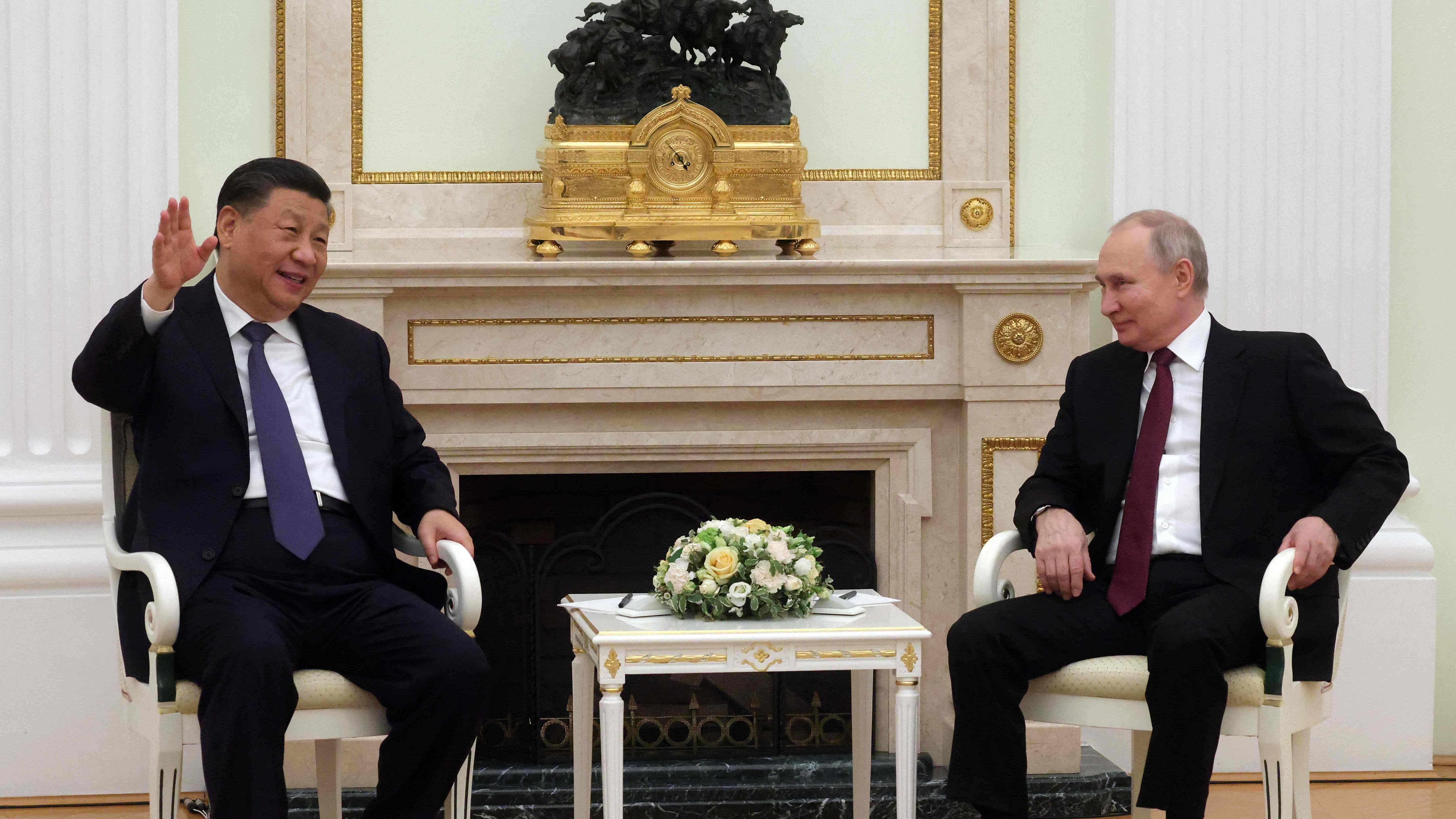 Russian President Vladimir Putin meets with China's President Xi Jinping at the Kremlin in Moscow on March 20. Credit: AFP Photo