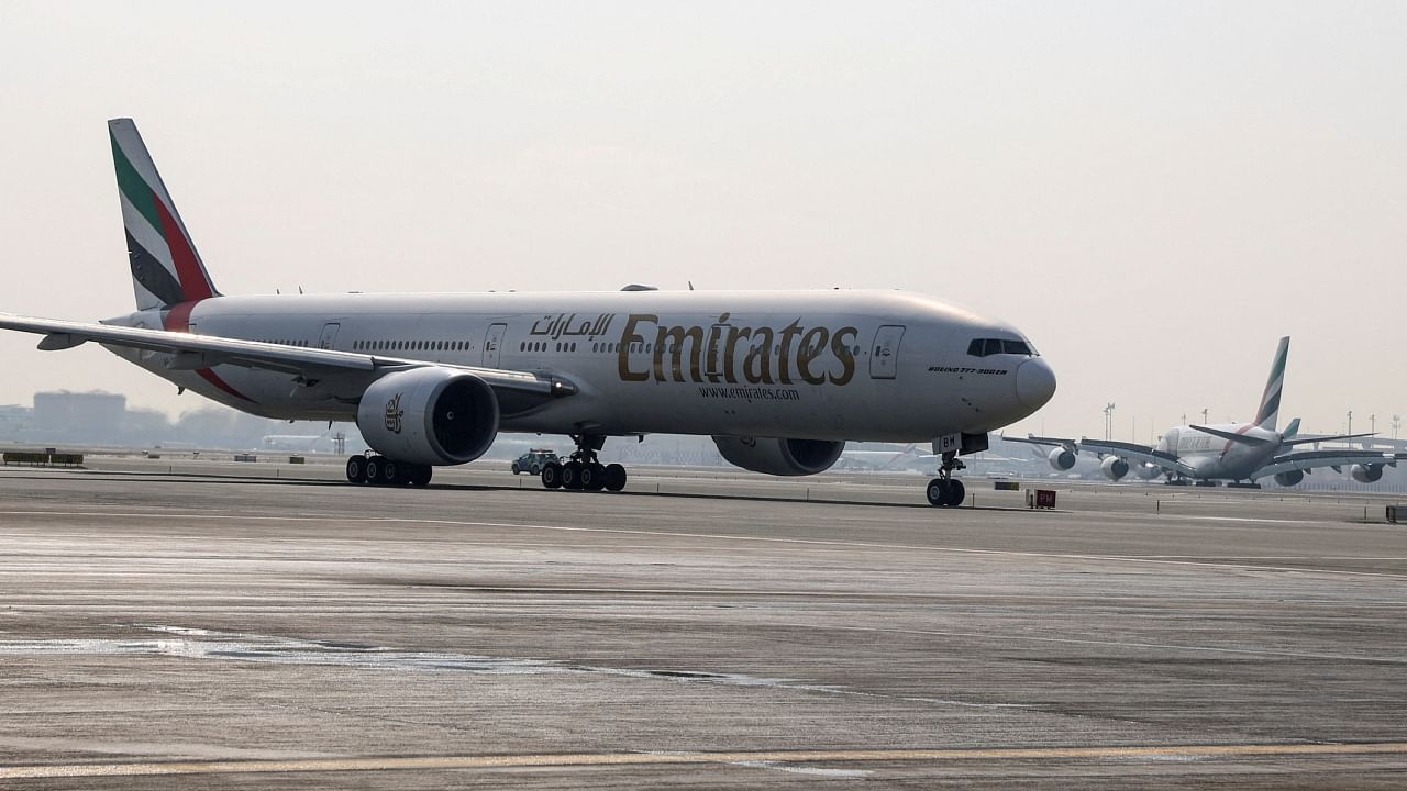 An Emirates Airline flight at the Dubai International airport. Credit: Reuters File Photo