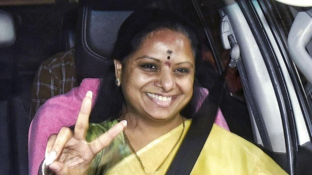 BRS MLC K. Kavitha leaves from the Enforcement Directorate (ED) office after questioning in connection with the Delhi excise policy case, in New Delhi. Credit: PTI Photo