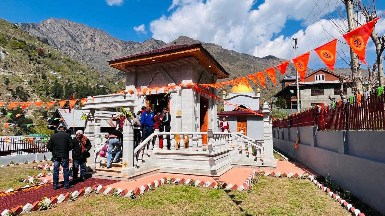 Maa Sharda Devi temple at Kupwara in Jammu and Kashmir, during its inauguration by Union Minister for Home Affairs and Cooperation Amit Shah. Credit: PTI Photo