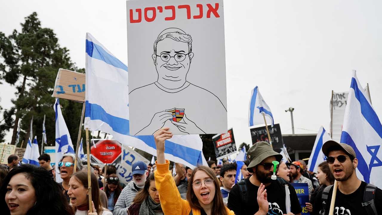 Students demonstrate during 'Day of Shutdown', as Israeli Prime Minister Benjamin Netanyahu's nationalist coalition government presses on with its contentious judicial overhaul. Credit: Reuters Photo