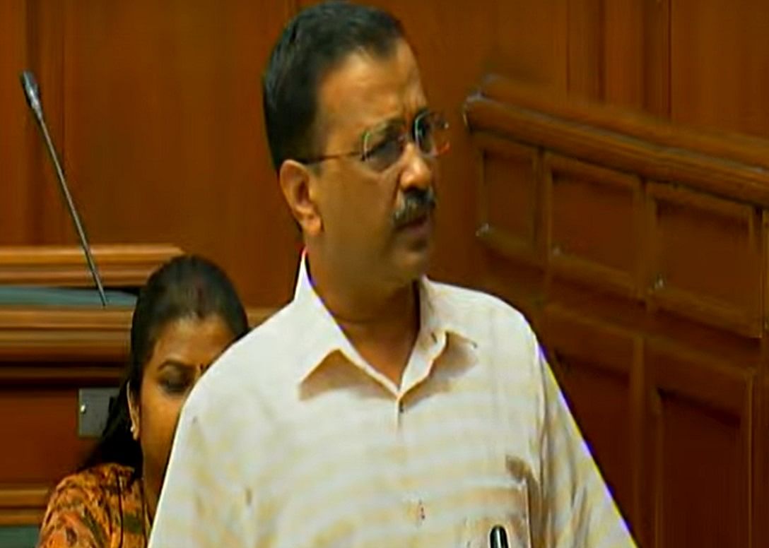 Delhi Chief Minister Arvind Kejriwal in Assembly. Credit: YouTube