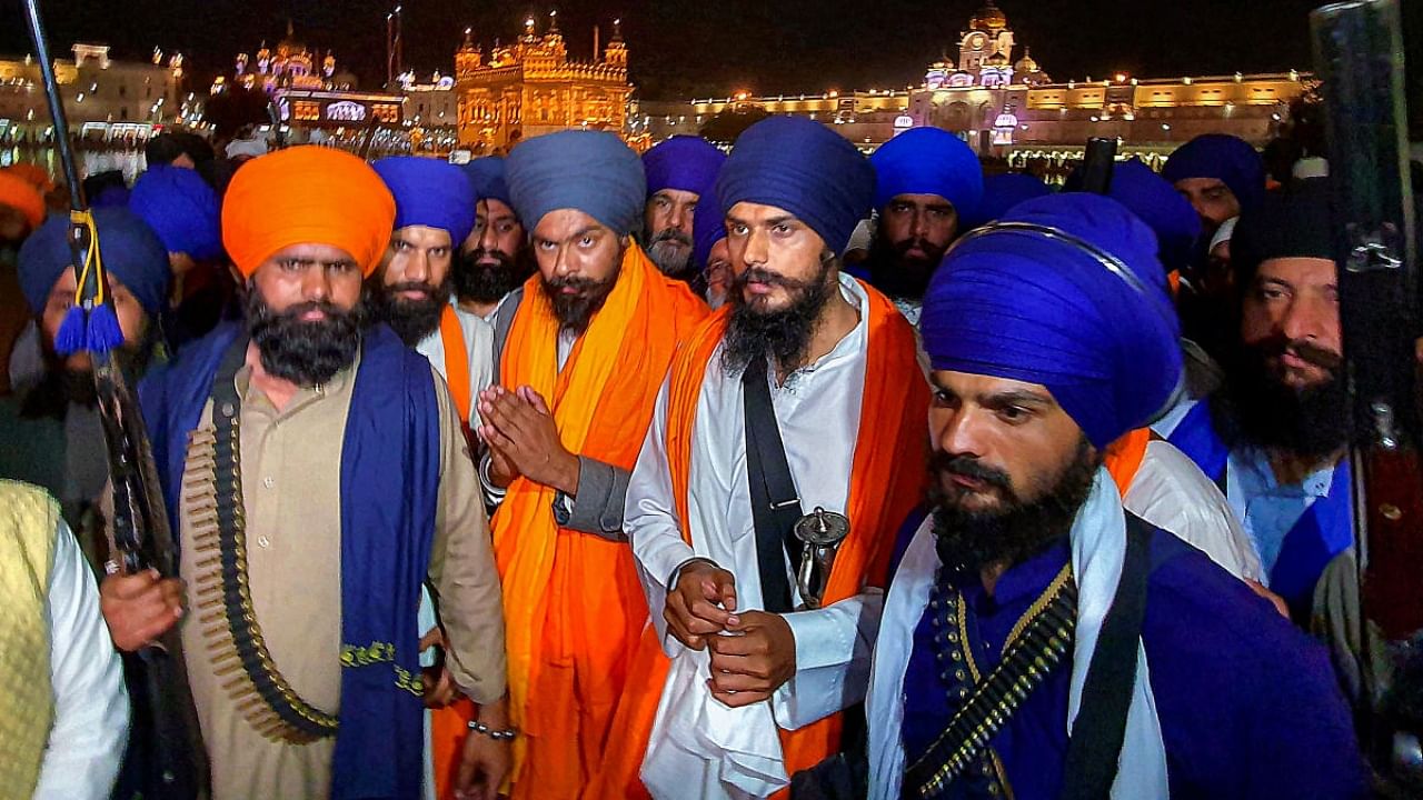 Amritpal Singh and his associates. Credit: PTI Photo