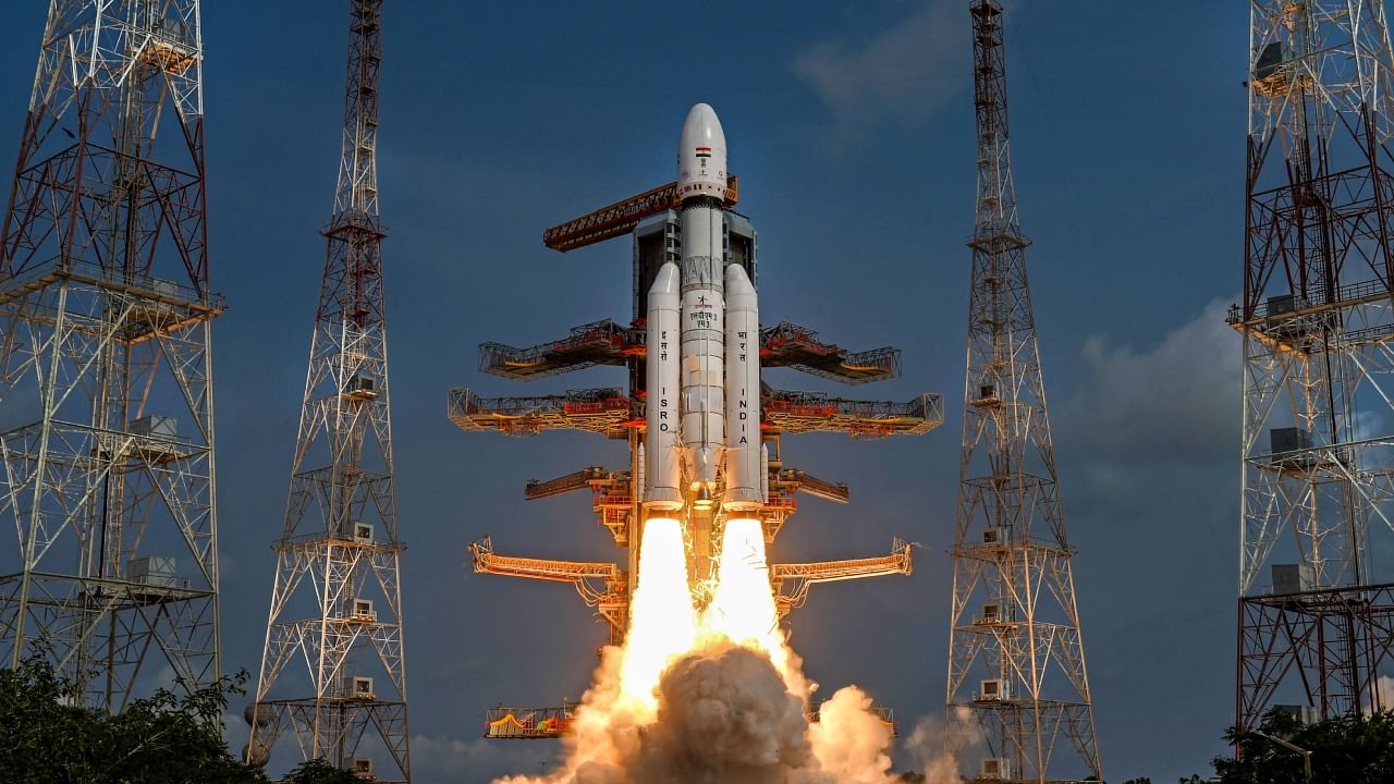  ISRO's LVM3 carrying 36 satellites lifts off from the Satish Dhawan Space Station, in Sriharikota, Sunday, March 26, 2023. Credit: PTI Photo