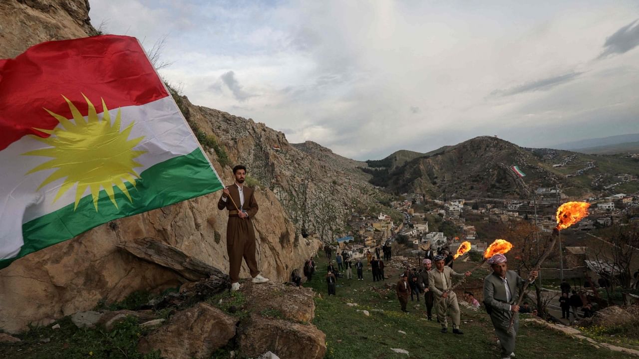 Iraqi Kurds celebrate the Persian new year Nowruz, in the town of Akre in Iraq's northern autonomous Kurdish region, on March 20, 2023. Credit: AFP Photo