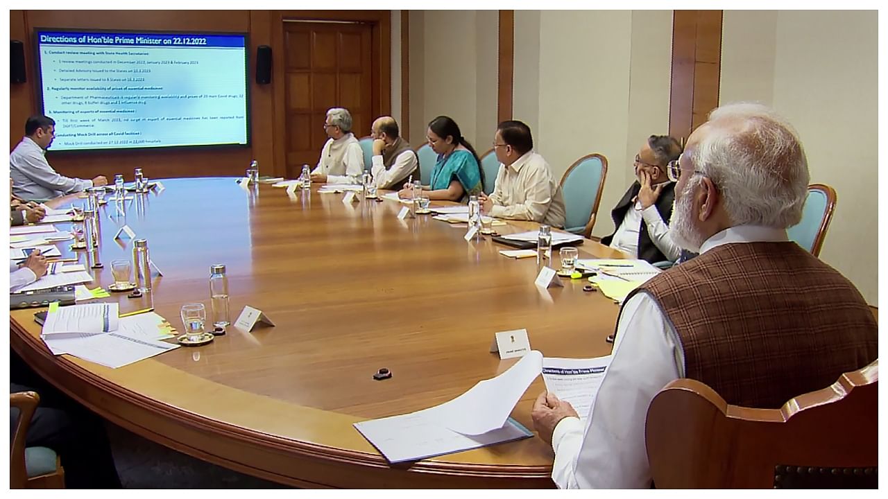 On March 22, Prime Minister Narendra Modi chaired a high-level meeting to review the Covid situation amid rise in cases in the country. Credit: PTI Photo