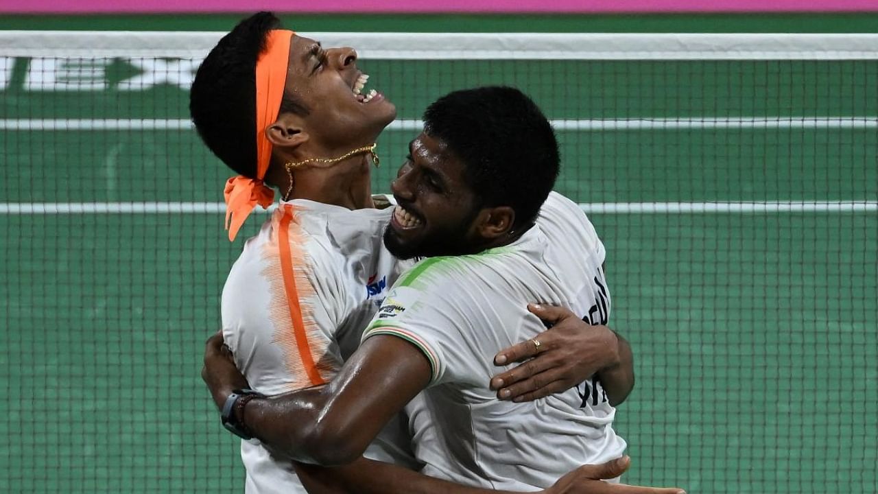 Satwiksairaj Rankireddy (R) and Chirag Chandrashekhar. Credit: AFP File Photo