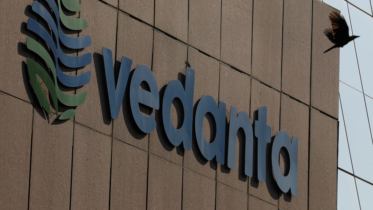 Vedanta's logo on its headquarters in Mumbai, India. Credit: Reuters File Photo