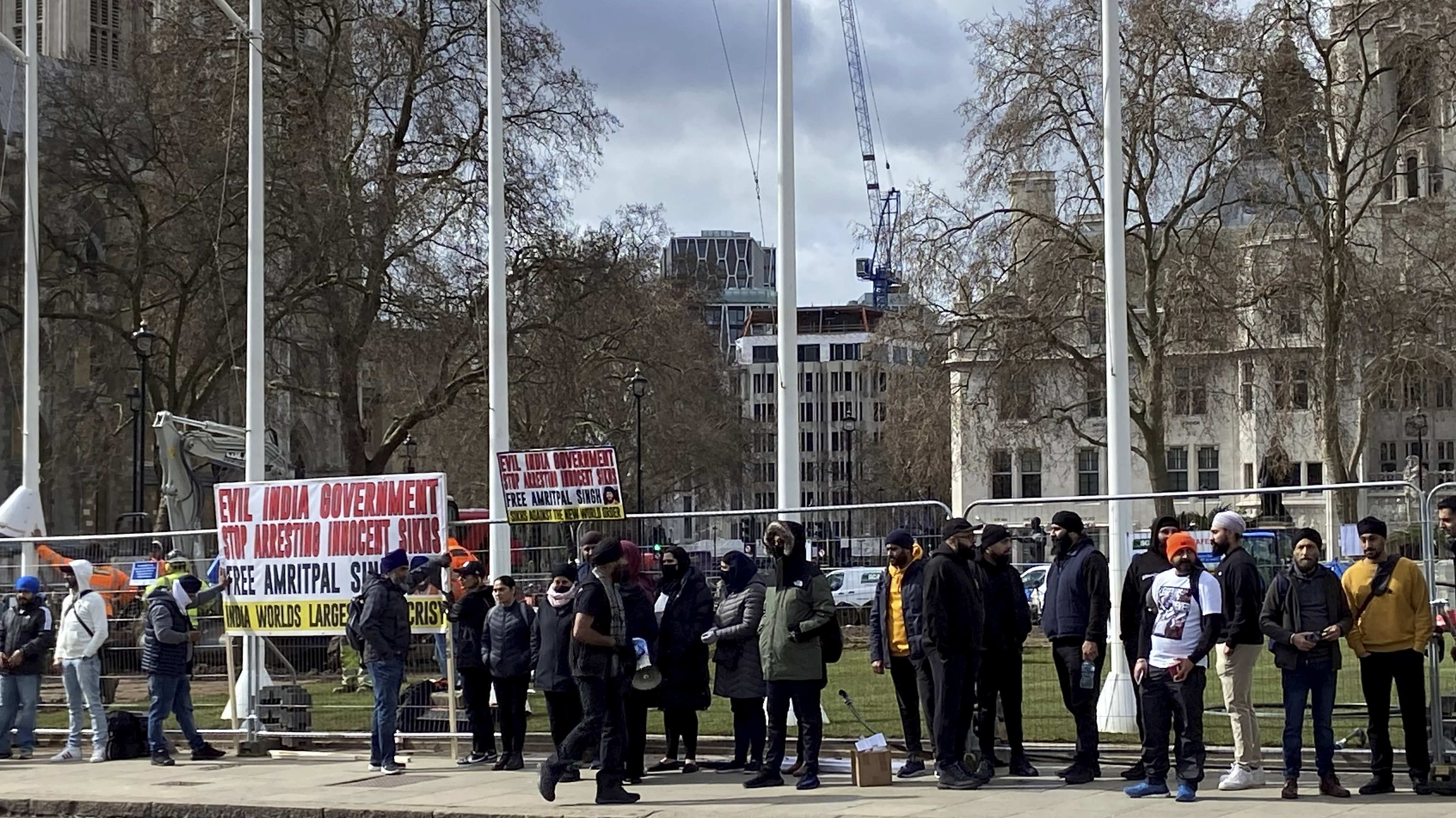London: Pro-Khalistan leaders and supporters during a protest at Parliament Square, in London. Credit: PTI Photo