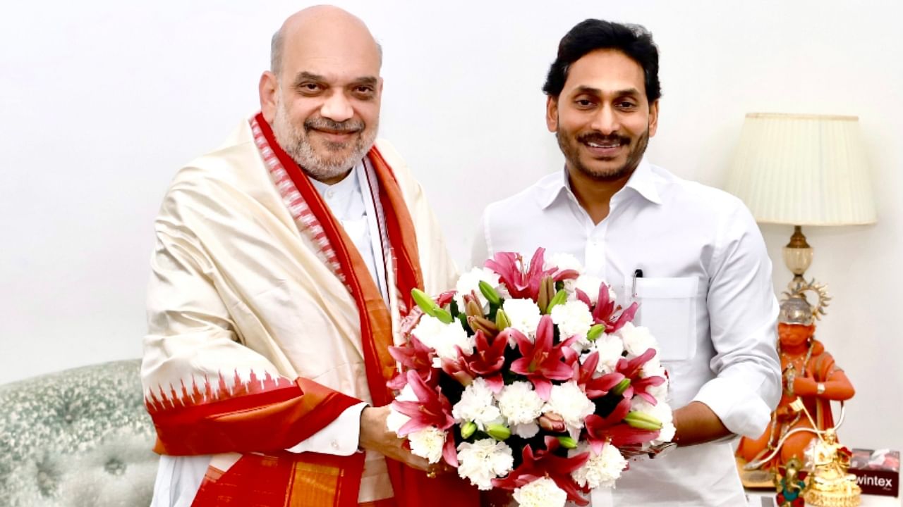 Andhra Pradesh CM Y S Jagan Mohan Reddy meeting Home Minister Amit Shah. Credit: Twitter/@AndhraPradeshCM