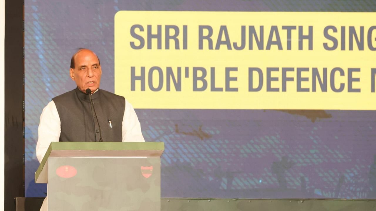In his address, the defence minister also noted that the northeast has come closer to Delhi and 'dil' (heart) of people due to the Centre's efforts. Credit: Twitter/@rajnathsingh