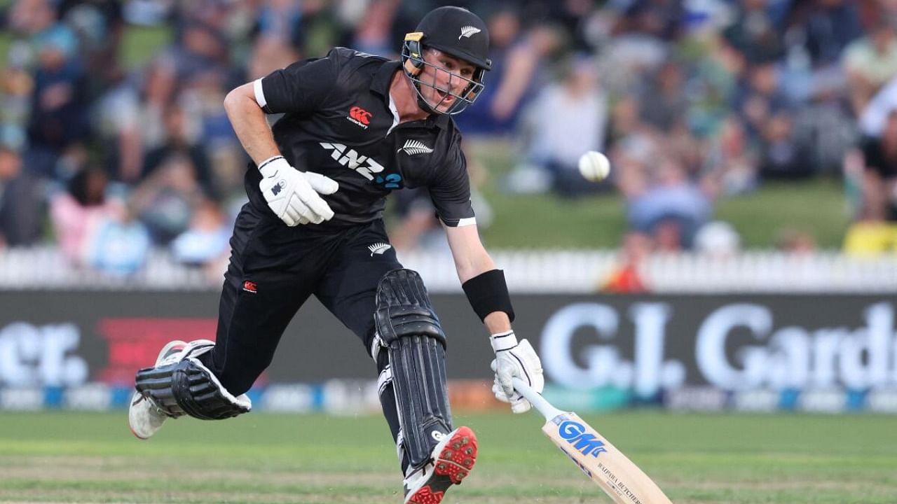 New Zealand's Will Young runs between the wickets during the third one-day international between New Zealand and Sri Lanka at Seddon Park in Hamilton on March 31, 2023. Credit: AFP Photo