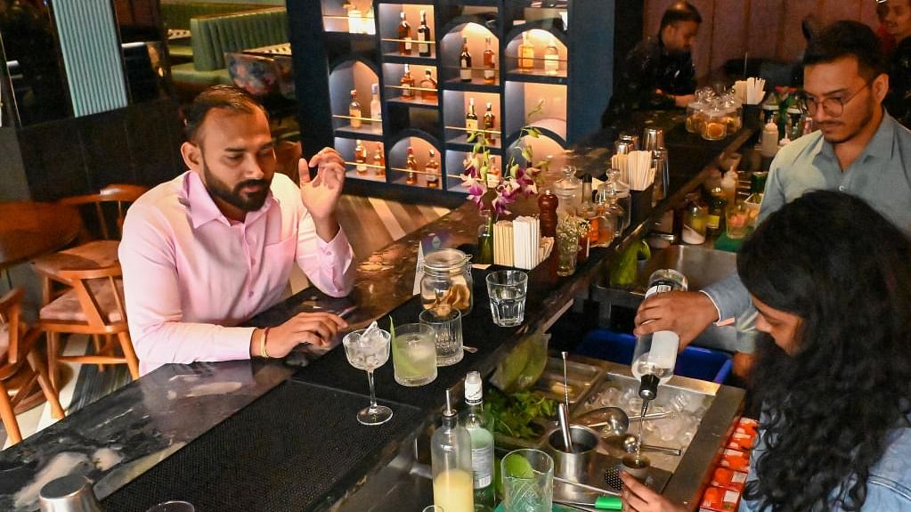 After two days of training, the author served drinks to 10 guests at Daysie, Bengaluru. Credit:  DH Photo