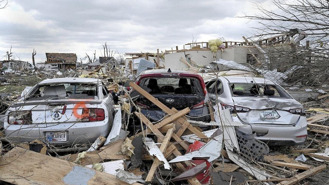 Destruction caused by a tornado on the south side of Sullivan, Ind. Credit: AP/PTI Photo
