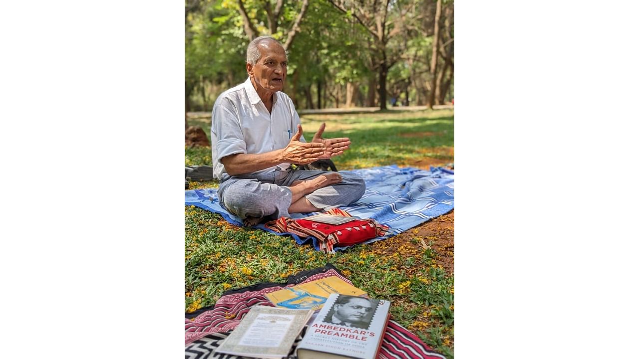 Prof Vipin Kumar Tripathi at Cubbon Park on Sunday. Credit: Special arrangement