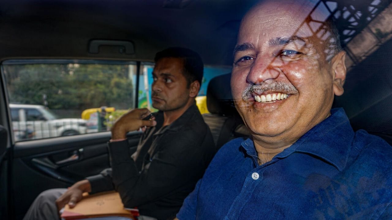 Former Delhi deputy chief minister Manish Sisodia after being appeared before Rouse Avenue court. Credit: PTI Photo