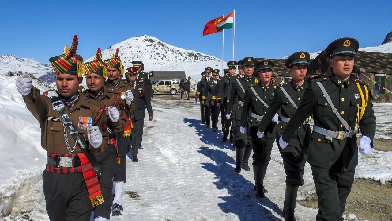 Indian and Chinese soldiers jointly celebrate the New Year 2019 at Bumla along the Indo-China border in Arunachal Pradesh. Credit: PTI File Photo