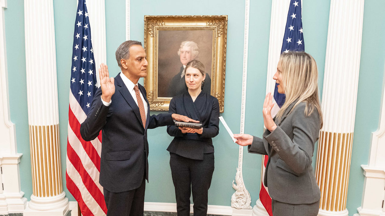 RIchard Verma swearing in as Deputy Secretary of State for Management and Resources. Credit: Twitter/@DepSecStateMR