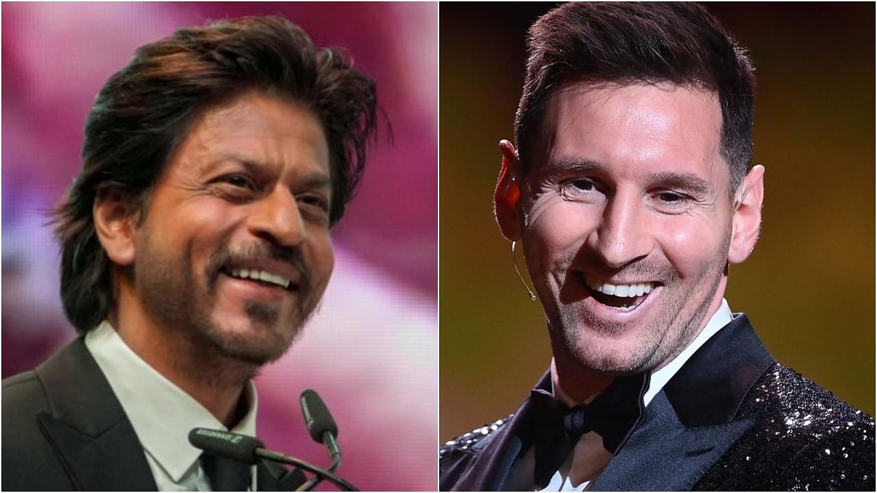 Bollywood superstar Shah Rukh Khan and Lionel Messi. Credit: PTI and AFP Photos