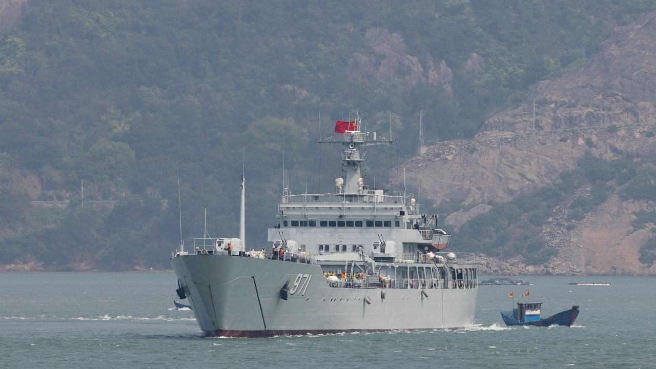 A Chinese warship sails during a military drill near Fuzhou, Fujian Province, near the Taiwan-controlled Matsu Islands that are close to the Chinese coast, China, April 8, 2023. Credit: Reuters Photo