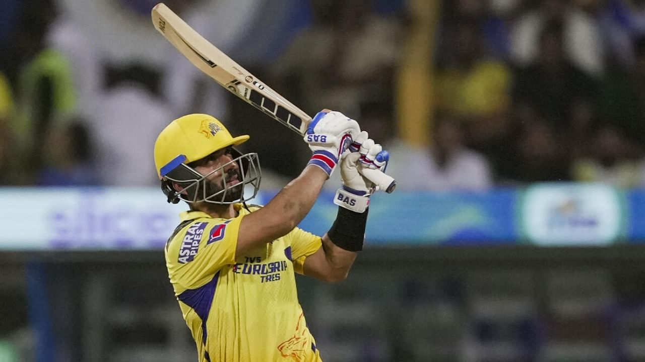 CSK batter Ajinkya Rahane plays a shot during the IPL 2023 cricket match between Chennai Super Kings and Mumbai Indians, at Wankhede Stadium. credit: PTI Photo