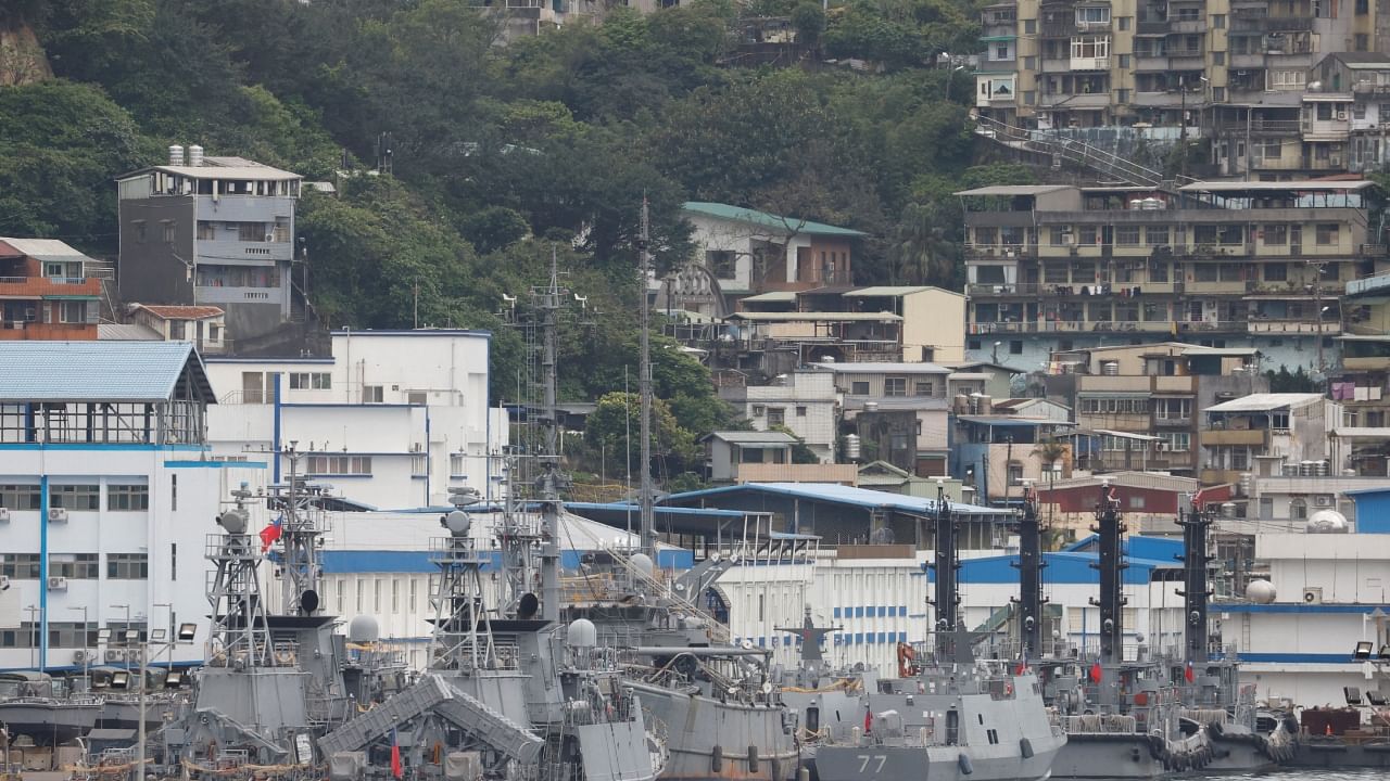 Taiwanese Navy vessels are pictured while ducked at the port in Keelung. Credit: Reuters Photo