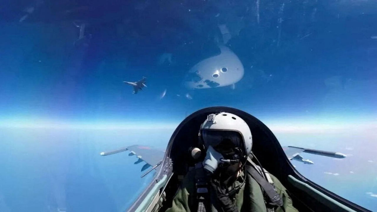 A pilot is photographed operating an aircraft of the Air Force under the Eastern Theatre Command of China's People's Liberation Army (PLA) during a combat readiness patrol and "Joint Sword" exercises around Taiwan. Credit: Reuters Photo