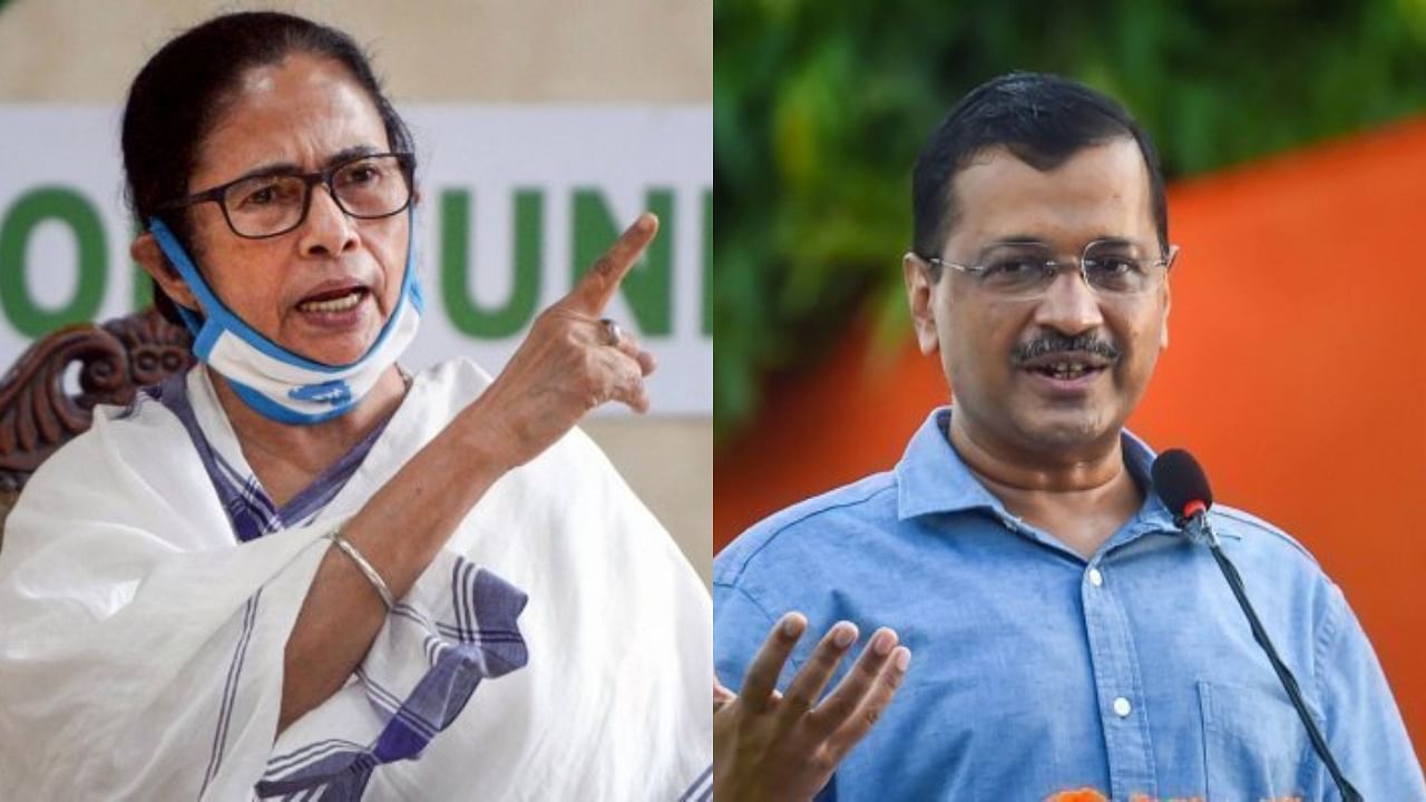 TMC supremo Mamata Banerjee (L) and AAP convenor and Delhi CM Arvind Kejriwal. Credit: PTI File Photo